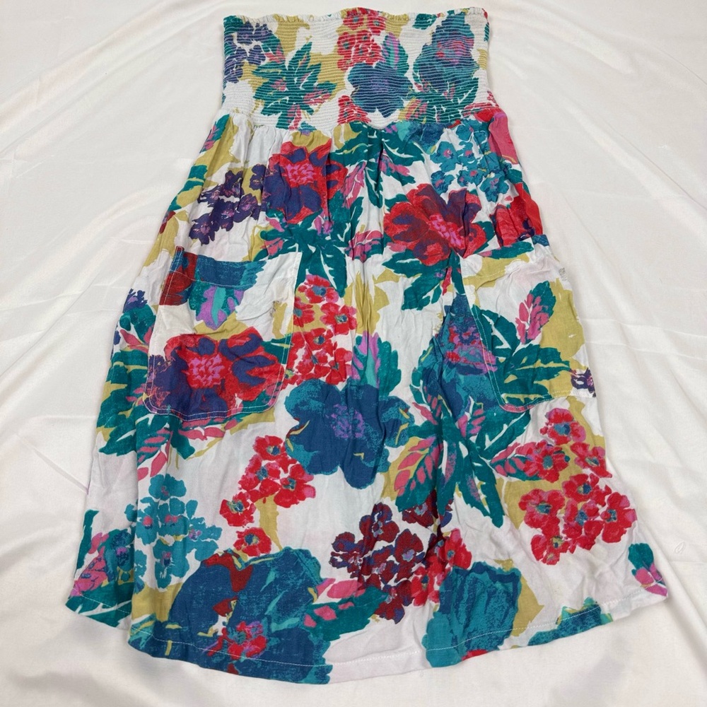 Aerie Convertible Strapless Halter Floral Dress Women’s Small Smocked Pockets